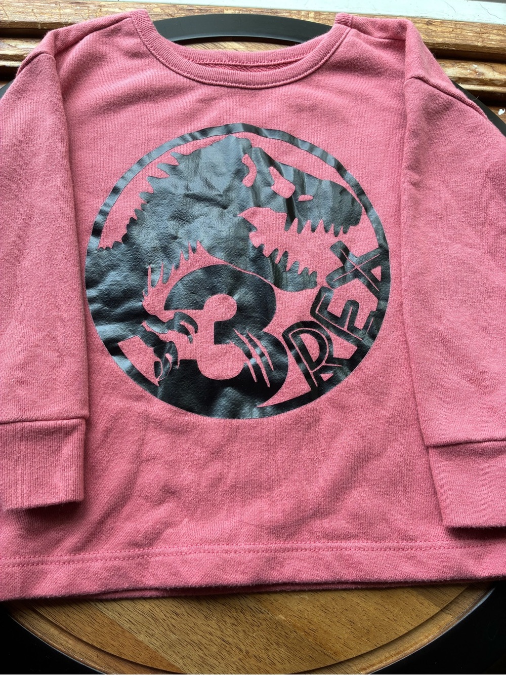 Kids' 3 Rex Graphic Sweatshirt - Dusty Rose Happy 3rd Birthday Shirt size 2t